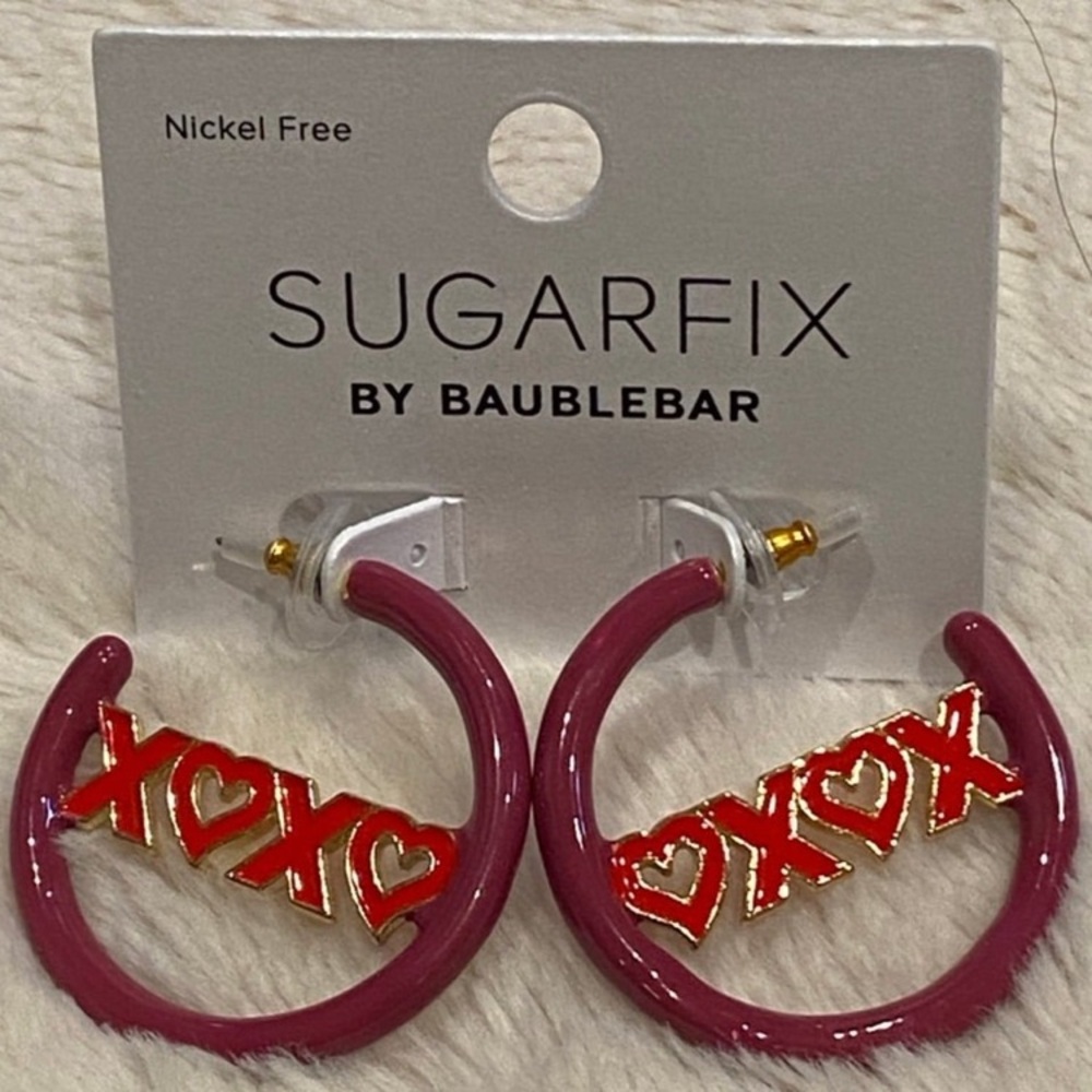SugarFix by BaubleBar Hugs and Kisses "XOXO" Hoop Loop Statement Earrings NWT